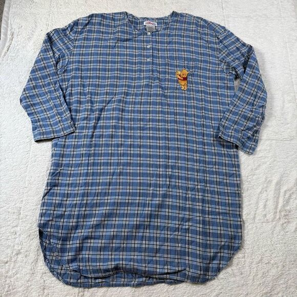 Vintage Y2K Disney Winnie the Pooh Plaid Nightgown Pajamas - Picture 1 of 5